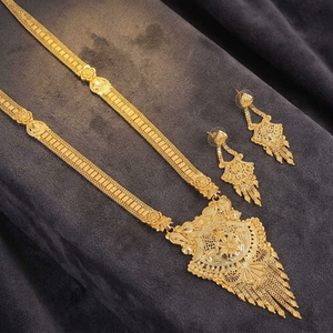 Joyería chapada en oro de 14K 18K 24K de moda al por mayor que forma collares largos Diseño floral Joyería India Joyería llena de oro de latón - Product Image 3