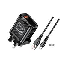 Set Charger Cepat JOKADE 22.5W UK Plug, Adaptor Charger Dinding USB dengan Kabel Micro USB, Kit Pengisian Daya Ponsel, Grosir Partai Besar