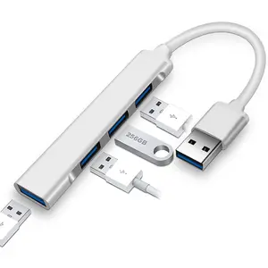 محور USB 3.0 Hub 4 في 1 فائق النحافة, يو إس بي من الألومنيوم ، متوافق مع ماك برو/ميني/كمبيوتر شخصي