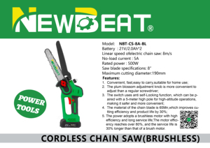 NewBeat Potatore Elettrico <span class=keywords><strong>Professionale</strong></span> Senza Spazzole <span class=keywords><strong>a</strong></span> <span class=keywords><strong>Batteria</strong></span>, Motosega per Taglio Legno - Product Image 3