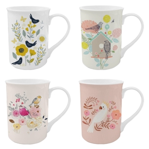 Mug en porcelaine réutilisable de haute qualité, design élégant fleurs et oiseaux, personnalisable, sans danger pour les aliments, compatible lave-vaisselle et micro-ondes, unique pour les entreprises - Product Image 6