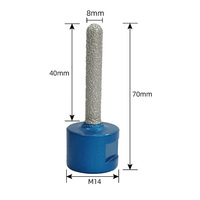 Foret diamanté brasé sous vide FN FN_QHMZZ M14 5/8-11 pour gravier 46 #   Fraise à tête ronde pour chanfreiner les bords