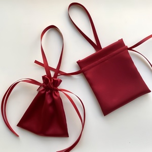 Manufacturer's Recyclable Silk <b>Drawstring</b> <b>Bags</b>-Screen Printed Wedding Candy & Souvenir Gift <b>Bags</b> Wine Red Hand-Held Small Cloth - Product Image 4