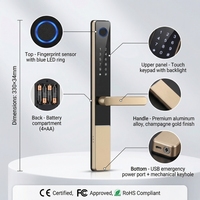 Cerradura Inteligente Impermeable de Aleación de Aluminio con Control por Aplicación Tuya y Ttlock, Sensor de Huella Dactilar y Contraseña, Almacenamiento en la Nube para Puerta de Madera