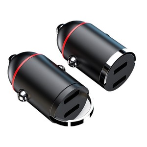 Chargeur de voiture double port USB-C 45W PD30 à charge rapide, mini, avec anneau de traction dissimulé pour utilisation en véhicule - Product Image 1