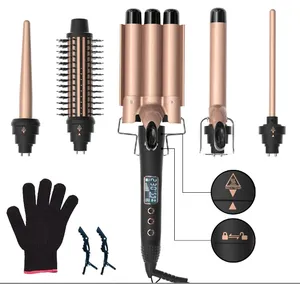 5 In 1 Hair Curling Iron Customization Wholesale 3 Barrel Curling Irons Rotating Hair Curler Styler Curling Iron