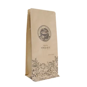 cheap paper bag / natural kraft foil stand up zip pouch for coffee