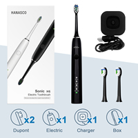 H6 Vente en gros Brosse à dents électrique sonique blanchissante intelligente à 4 modes LED, rechargeable automatiquement, avec base de charge sans fil