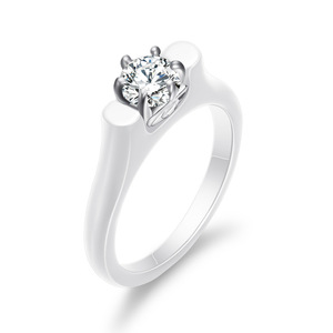 Anillo de cerámica, titanio, acero y circonita, blanco y negro, anillos de pareja para compromiso, joyería unisex. - Product Image 3
