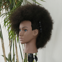 Vente en gros de 100 têtes de mannequin en cheveux humains pour la cosmétologie, tête de mannequin d'entraînement, texture de cheveux afro-américaine