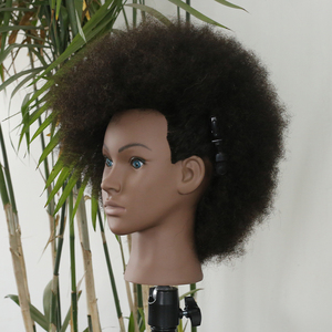 Vente en gros de 100 têtes de mannequin en cheveux humains pour la cosmétologie, tête de mannequin d'entraînement, texture de cheveux afro-américaine - Product Image 2