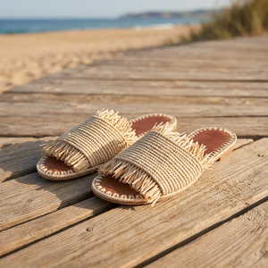Raffia Woven Striped Fashion Open Toe for Fringe Decoration Breathable Summer Beach Outdoor All Seasons Sandals Genuine Leather - Product Image 2