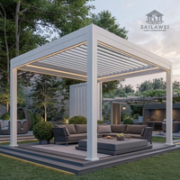 Pérgola Moderna Independiente de 3x4m con Techo de Láminas de Aluminio Motorizado, Impermeable, para Jardín, Espacios de Vida de Lujo, Directo de Fábrica OEM