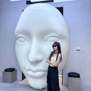 Escultura Gigante <span class=keywords><strong>de</strong></span> Rostro Rojo <span class=keywords><strong>de</strong></span> Internet, Máscara <span class=keywords><strong>de</strong></span> Fibra <span class=keywords><strong>de</strong></span> Vidrio Reforzada con Plástico, Tallado en <span class=keywords><strong>Piedra</strong></span>, Arte Abstracto, Modelo <span class=keywords><strong>de</strong></span> Retrato <span class=keywords><strong>de</strong></span> Cabeza Moderna, Amor - Product Image 1