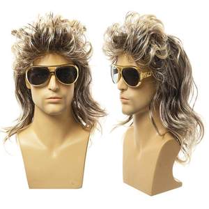 <span class=keywords><strong>Peluca</strong></span> Larga Rizada Negra Estilo Punk de los 80 para Hombre, Estilo Europeo y Americano, para Halloween, Hippie Rock, Modificación de la Forma del Rostro - Product Image 6
