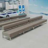 Banc long en métal moderne en forme de L, banquette pour hôpital, hôtel, hall d'entrée, canapé en cuir PU, mobilier commercial pour salle d'attente