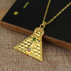 Collar con Colgante de Cadena con Cruz y Ojo de la Providencia, Pirámides Triangulares Egipcias Antiguas, Estilo Vintage - Product Image 3