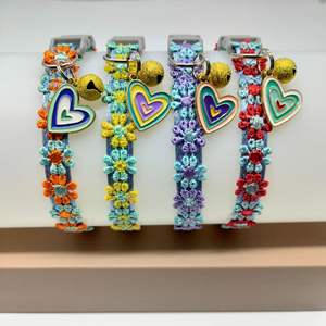 Rarewe Pets Products Hand gewebte Halskette mit besticktem Kragen Benutzer definiertes Logo Verstellbares <span class=keywords><strong>Breakaway</strong></span> Pet Bell Collar für Katzen Kleine Hunde - Product Image 2