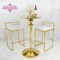 Table haute moderne en verre avec miroir Table de cocktail en acier inoxydable pour hôtel et banquet