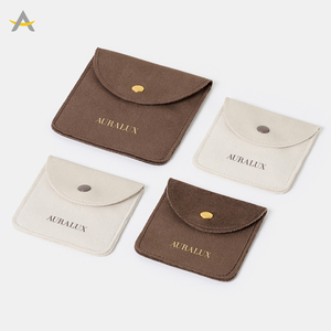 オーララックス カスタムロゴ入り封筒型ボタンネックレスペンダントリングブレスレット収納バッグ ベルベットジュエリー包装ポーチ - Product Image 4