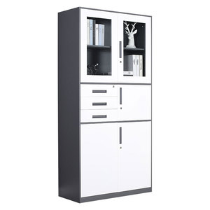 ชั้นวางของเหล็กพร้อมล็อคและประตูกระจกชั้นวางแบบปรับได้สำหรับบ้านสำนักงานโรงเรียนโรงรถห้องปฏิบัติการ - Product Image 1