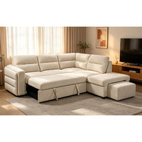 Canapé d'angle en L européen avec lit escamotable deux places et rangement, design moderne et écologique pour canapé Jld Furniture