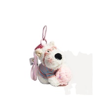Porte-clés pendentif chiot style doodle en peluche mignon, motif crème glacée et West Highland Terrier, pour sac à dos, cadeau de dessin animé, durable