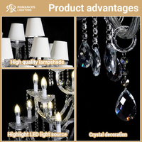 Lustre de plafond en cristal transparent haut de gamme avec corps LED, éclairage de luxe pour la décoration de mariage, hall d'hôtel