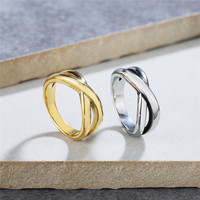 Bague minimaliste torsadée entrelacée en acier inoxydable plaqué or 18 carats pour femme, bijoux de mode inaltérables