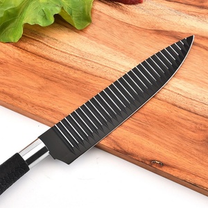 Ensemble de couteaux de cuisine en acier inoxydable 6 pièces avec revêtement noir antiadhésif, ciseaux de cuisine avec boîte cadeau - Product Image 5