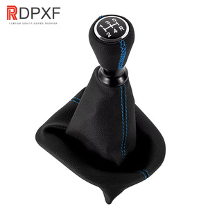 Poignée de levier de vitesses pour <span class=keywords><strong>Peugeot</strong></span> 207 <span class=keywords><strong>307</strong></span> 406 Citroën C3 C4 C5, en <span class=keywords><strong>cuir</strong></span> cousu noir, rouge, bleu, blanc - Product Image 2