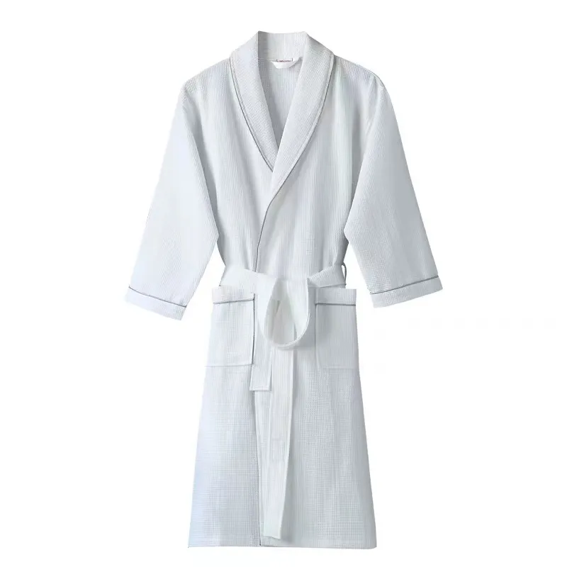 100% Cotton Waffle Weave Bathrobe Fashionable warm Hooded bathrobe set