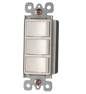 화야 화이트 <span class=keywords><strong>3</strong></span>갱 1웨이 NFC 스위치 15A 120V-277V 미국형 <span class=keywords><strong>3</strong></span>로커 데코레이터 싱글 폴 벽면 전등 스위치 - Product Image 1