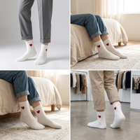Chaussettes pour femmes de haute qualité, épaisses, chaudes, douces, écologiques, avec logo personnalisé en forme de cœur rouge, chaussettes douillettes unisexes