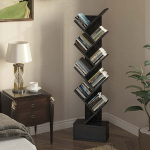 Factory Custom Wooden Bookcase <strong>Free</strong> <strong>Standing</strong> 8 Grid Tree <strong>Bookshelf</strong> with Storage Drawers - Product Image 3