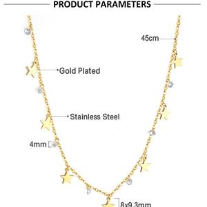 Collar con colgante de circonita y borla, chapado en oro de 18k, para mujer, joyería de moda, cadena tipo gargantilla de acero inoxidable, collar de estrella de varios estilos - Product Image 4