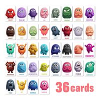 36 cartes par paquet - Cartes d'émotions monstres - Monstres aux humeurs variées, expressions faciales exagérées, poses corporelles, cartes de vœux colorées