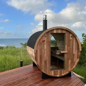 Popular ao ar livre barril sauna queima de madeira, madeira de cedro vermelho, vapor de sauna portátil com preço baixo, atacado