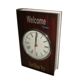 Hot Selling Antiqued Table <b>Clock</b> with Retro Book Design Quartz Projected Calendar Wall-Mountable Timing Feature - Product Image 1