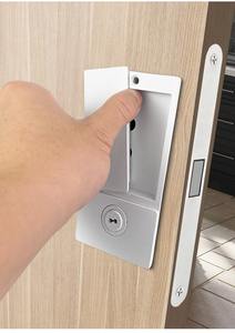 Serrure de porte coulissante moderne - Design plat silencieux - Poignée intégrée - Type magnétique - Alliage de zinc durable - Clé métallique - Pour appartement et école - Product Image 4