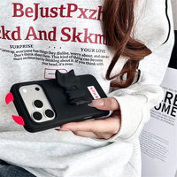 Casing Ponsel iPhone 18 17 Pro Max 16 15 14 13 Motif Sayap Kelelawar Tanduk Setan Merah Gothic Y2K Keren Gelap, Bahan Silikon Lembut Pelindung