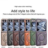 Étui de protection pliable en cuir PU magnétique avec recharge sans fil pour Samsung Z Flip 6 5 4 3