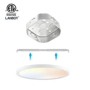Lanbot 12英寸白色/黑色超薄圆形发光二极管面板灯夜灯RGB CW ETL互动照明发光二极管吸顶灯
