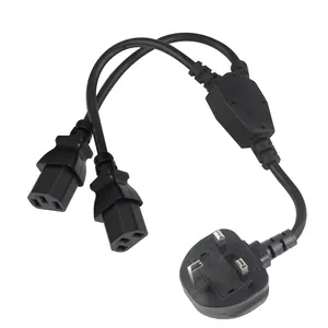 1 To 2 Ways C13 Connector Type G Plug Dual C13 Y Splitter Ac Cable Computer 3 Pin Power Cord Uk Plug Pc