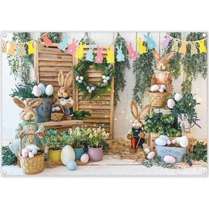 Fond de photographie « Il est ressuscité » avec croix de Pâques et fleurs, toile de fond photo, bannière de fête, décorations personnalisables - Product Image 4