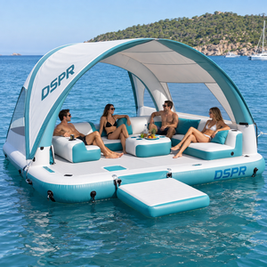 Piattaforma Galleggiante Gonfiabile Personalizzata con Bar Acquatico, Terrazza Relax e Tettoia Ombreggiante per Hotel Costieri, <span class=keywords><strong>Spiagge</strong></span> e Parchi Acquatici - Product Image 2