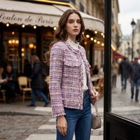 Nouveau Manteau en Cachemire Grossier pour Femme 2026 - Violet Lavande - Personnalisé avec des Bords en Dentelle Moelleuse - Tissu OEM/ODM