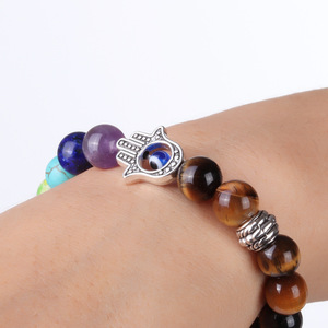 Pulsera de Piedras Naturales Coloridas con Cuentas de Arcoíris, Creativa, con Hamsa, Ojo de Tigre y Ojo Turco, para Mi <span class=keywords><strong>Hija</strong></span> - Product Image 2
