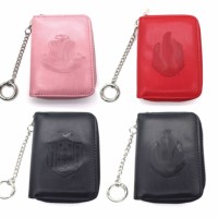 Porte-cartes RFID anti-électronique, porte-passeport, porte-cartes d'identité en cuir PU avec lettres grecques en relief, porte-clés et porte-monnaie à fermeture éclair accordéon
