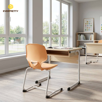 Chaise d'élève ergonomique à cadre métallique avec coque en plastique, mobilier de classe pour projets scolaires Everpretty